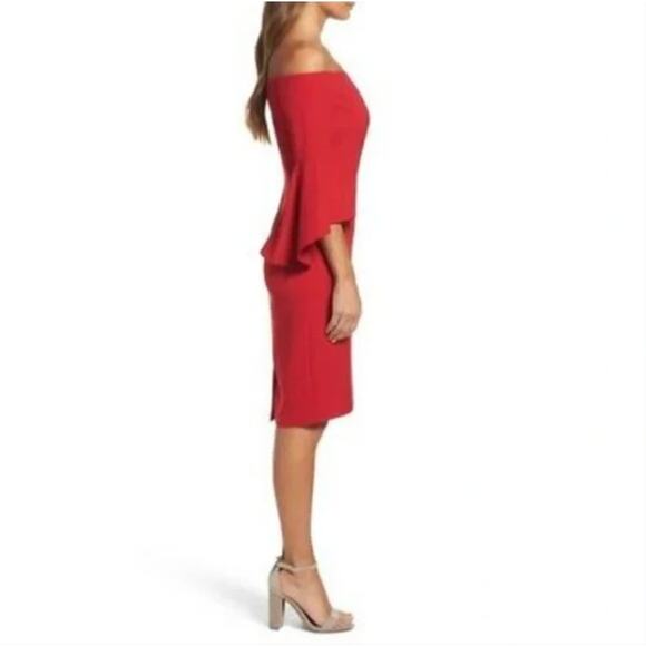 Chelsea28 Red Off Shoulder Bell Sleeve Dress 2 NWOT - Picture 11 of 12